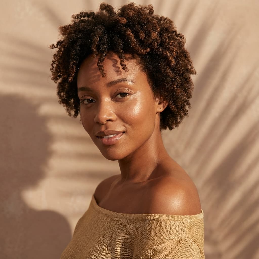 Femme africaine portant des soins naturels Palmiste Doré à Abidjan